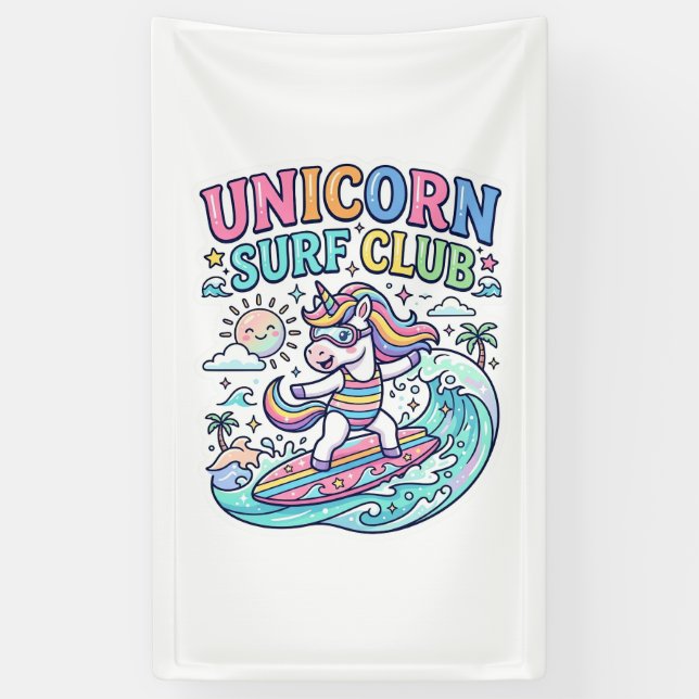 Banderoles Club de surf Licorne (Vertical)
