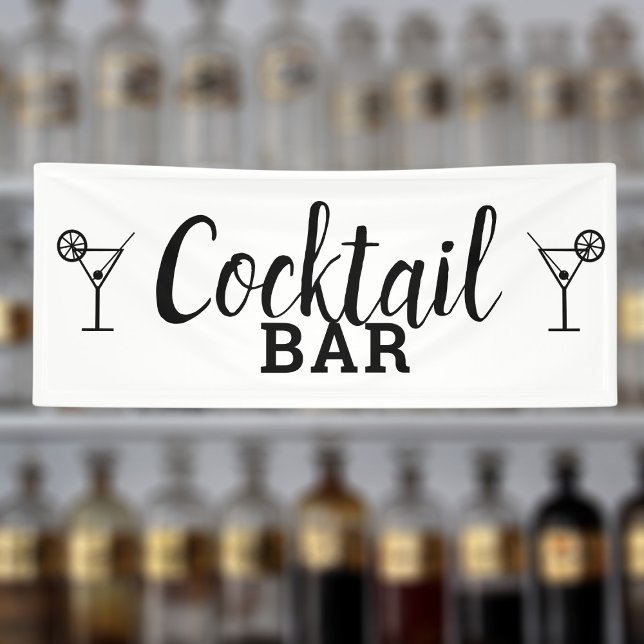 Banderoles Cocktail Bar do-it-yourself Mariage Lieu Noir et B (A simple black and white Cocktail Bar banner suitable for weddings and special occasions)