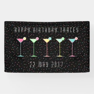 Banderoles Cocktail Black Martini Joyeux Anniversaire Confett