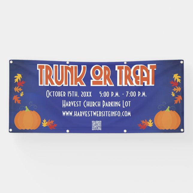 Banderoles Code QR de la citrouille de récolte Trunk or Treat (Horizontal)