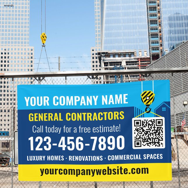 Banderoles Code QR de l'entreprise de construction Bleu marin (Créateur téléchargé)