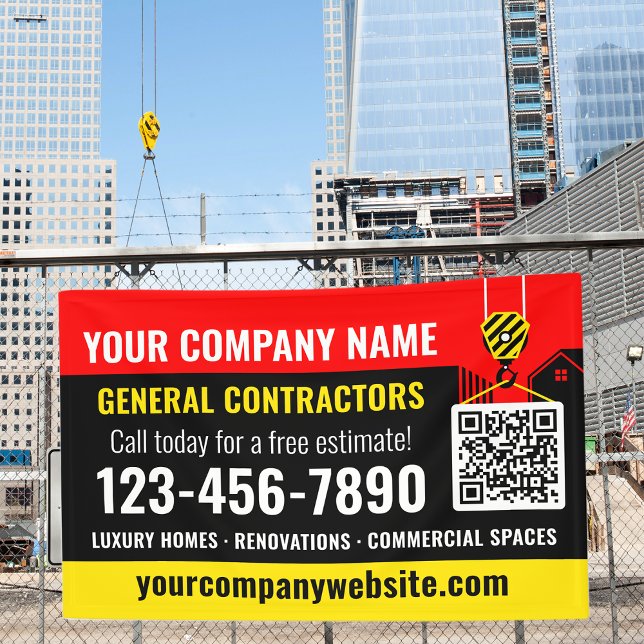 Banderoles Code QR de l'entreprise de construction rouge prom (Créateur téléchargé)