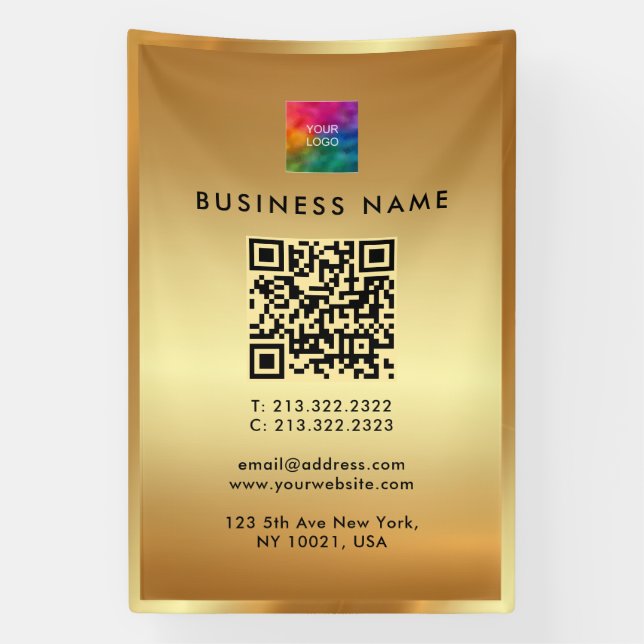 Banderoles Code QR de logo promotionnel Or Branding Glamour (Verticale)