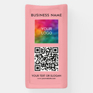Banderoles Code QR extérieur vertical logo commercial rose vi