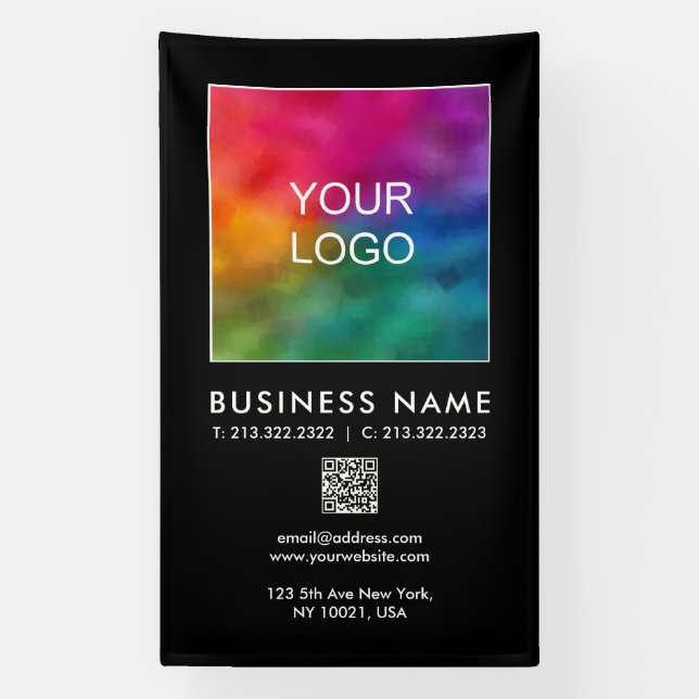 Banderoles Code QR Logo d'entreprise ici vertical (Verticale)