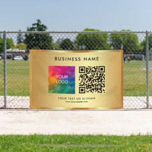 Banderoles Code QR Nom du logo de l'entreprise Gold Outdoor P