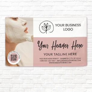 Banderoles Code QR personnalisé avec logo rose poussiéreux po