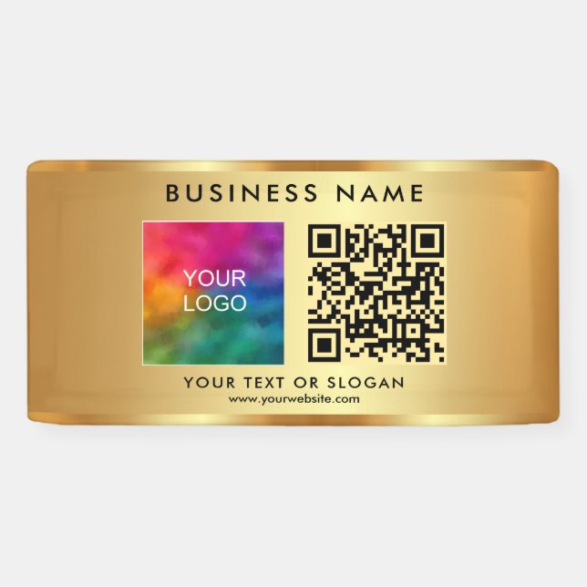 Banderoles Code QR personnalisé Nom du logo commercial Gold I (Horizontal)