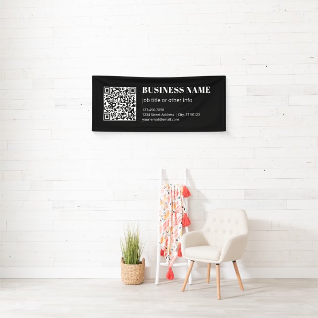 Banderoles Code QR personnalisé & Texte rétro-moderne modifia (En situation)
