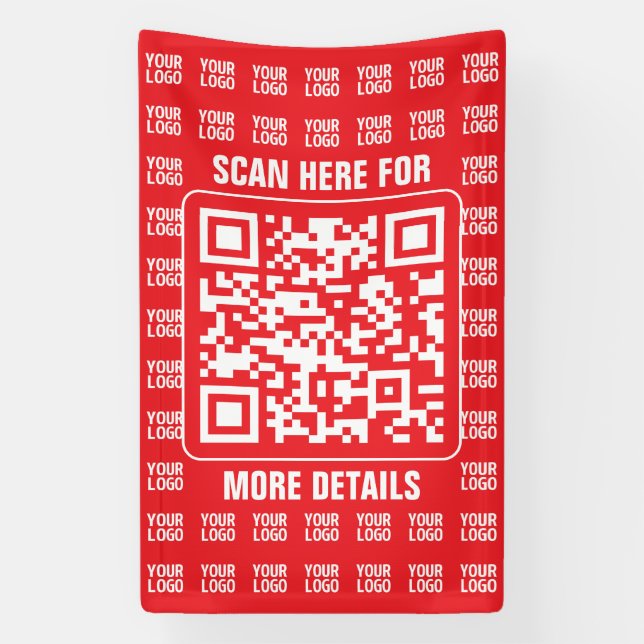 Banderoles Code QR promotionnel (modifiable) avec Motif Logo (Verticale)