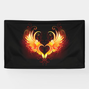 Banderoles Coeur de feu ange avec ailes