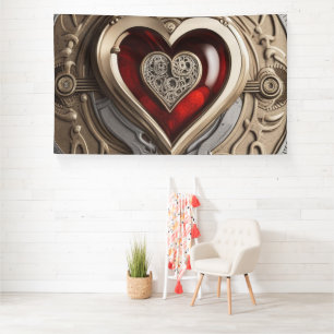Banderoles Coeur Steampunk - Amour mécanique complexe