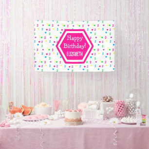 Banderoles Coeurs arc-en-ciel 2e anniversaire