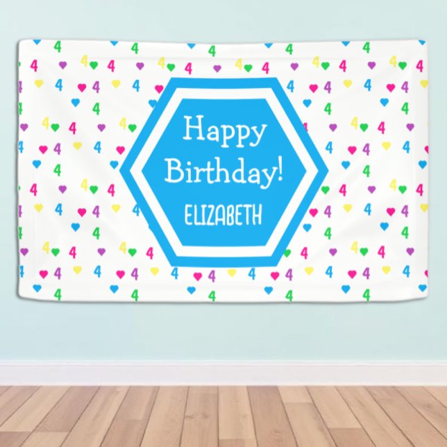 Banderoles Coeurs arc-en-ciel 4e anniversaire (Créateur téléchargé)