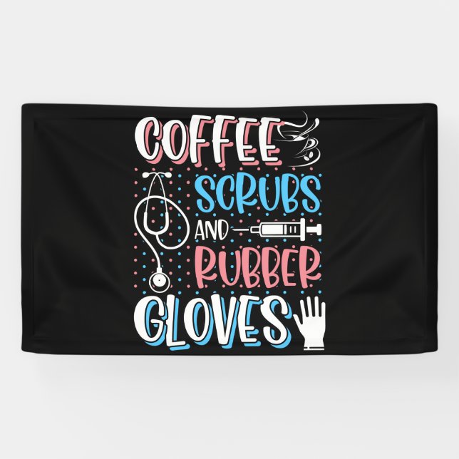Banderoles COFFEE SCRUBS RUBBER GLOVES RN Registered Nurse (Horizontal)
