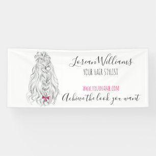 Banderoles Coiffure moderne Noir Blanc Vave Cheveux Rose Bow