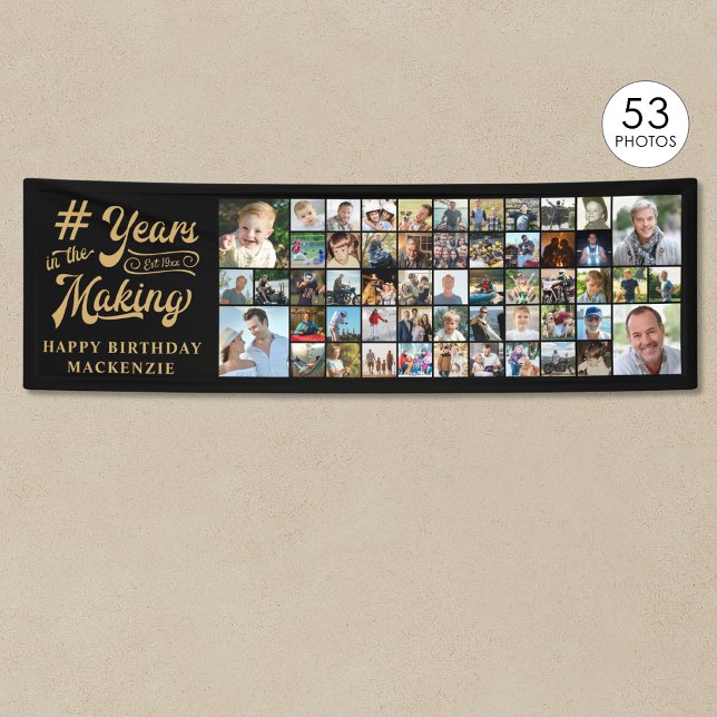 Banderoles Collage de photos d'anniversaire 53 ans Des années (Créateur téléchargé)