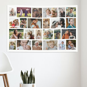 Banderoles Collage de photos personnalisé blanc 24 pour fête