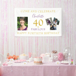 Banderoles Collage photo 40 ans et Fabuleux 40e anniversaire