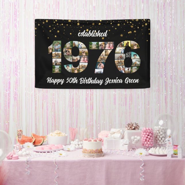 Banderoles Collage photo d'anniversaire 50 ans créé en 1976 (Fête)