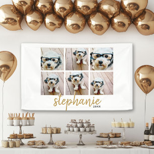 Banderoles Collage photo de 6 Carrés - police manuscrite pour