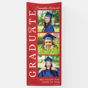 Banderoles Collage photo de la graduation Rouge et blanc Grad