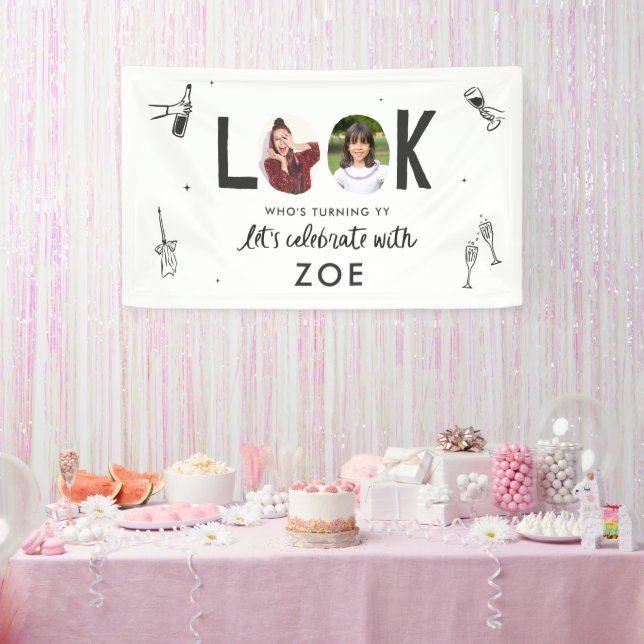 Banderoles Collage photo moderne amusant à la main Anniversai (Fête)