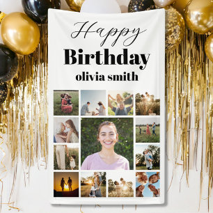 Banderoles Collage photo moderne Joyeux anniversaire
