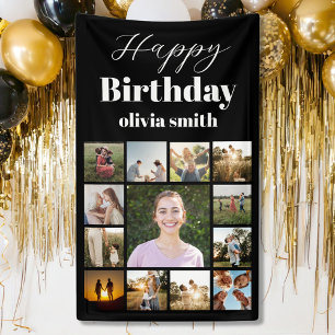 Banderoles Collage photo moderne Joyeux anniversaire