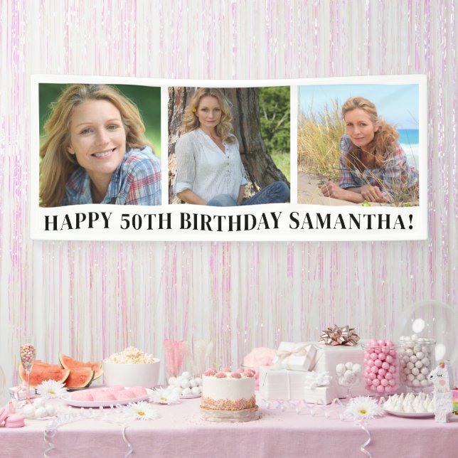 Banderoles Collage photo moderne Joyeux anniversaire (Fête)