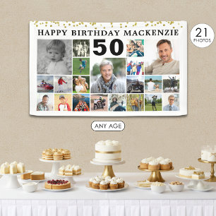 Banderoles Collage photo personnalisé anniversaire 21 ans con