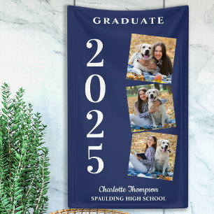 Banderoles Collage photo personnalisé Navy Blue Graduation