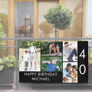 Banderoles Collage photo pour 40e anniversaire 5 images Noir