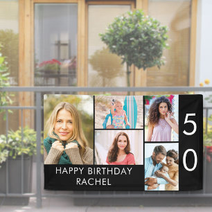 Banderoles Collage photo pour 50e anniversaire 5 images Noir