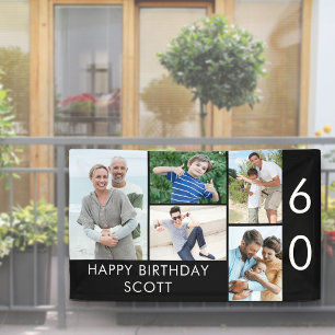 Banderoles Collage photo pour 60e anniversaire 5 images Noir