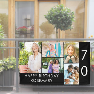 Banderoles Collage photo pour 70e anniversaire 5 images Noir