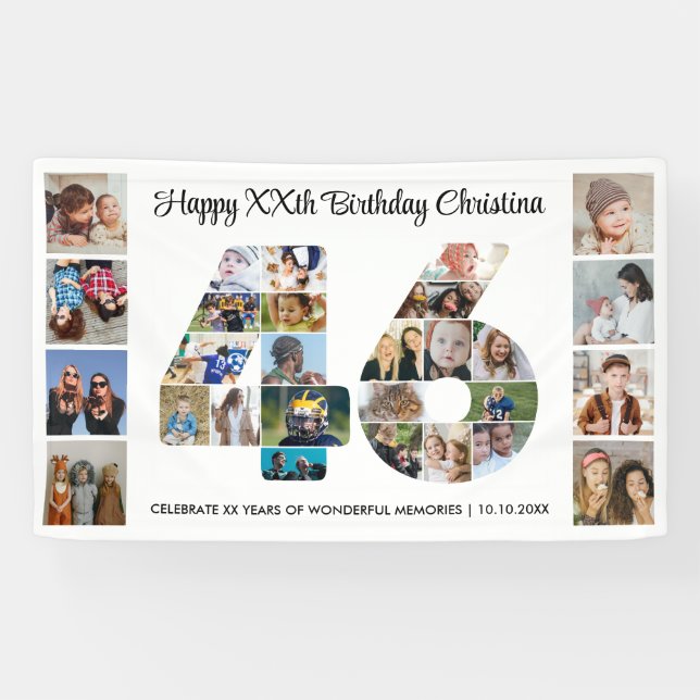 Banderoles Collage photo pour les 46 ans (Horizontal)