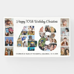 Banderoles Collage photo pour les 48 ans avec le numéro 48