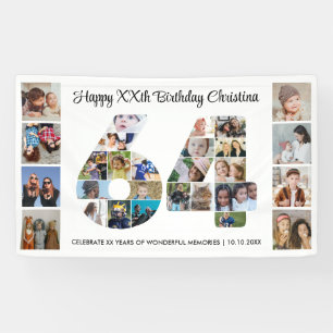 Banderoles Collage photo pour les 64 ans avec le numéro 64