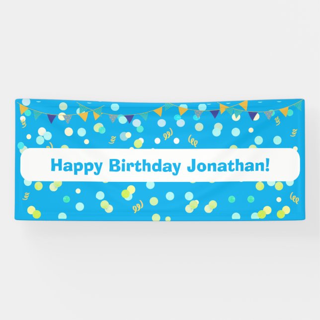 Banderoles Colorful Blue & Green Confetti Boy Birthday Party (Horizontal)
