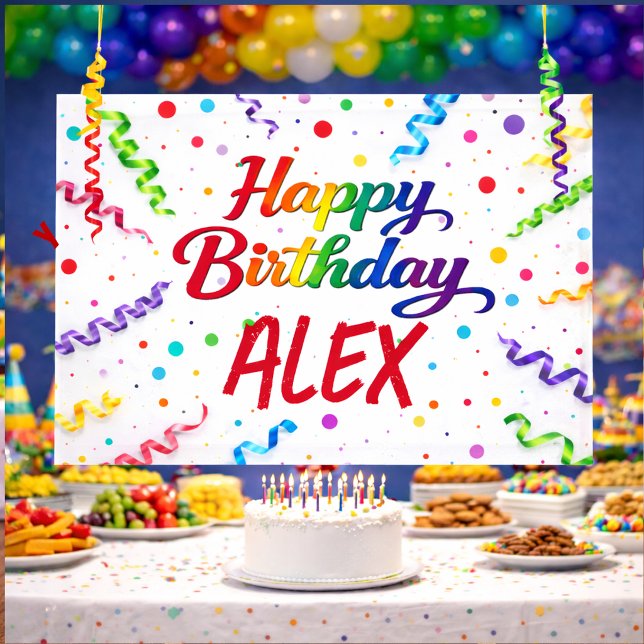 Banderoles Colorful bright confetti Happy Birthday Poster (Créateur téléchargé)
