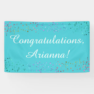 Banderoles Colorful Confetti Script Félicitations Turquoise
