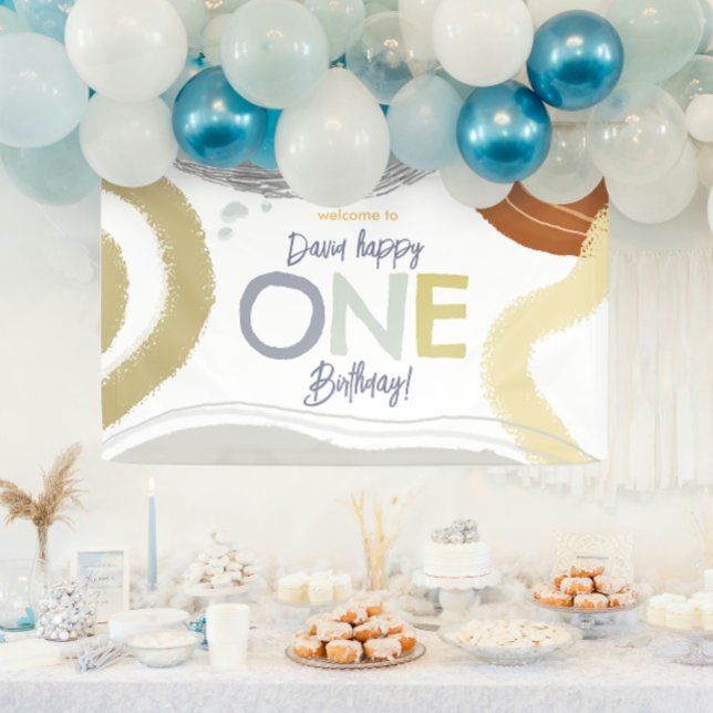 Banderoles Colorful Modern Happy One Birthday Boy Banner (Créateur téléchargé)