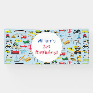 Banderoles Colorful Transport & Véhicules Anniversaire de enf