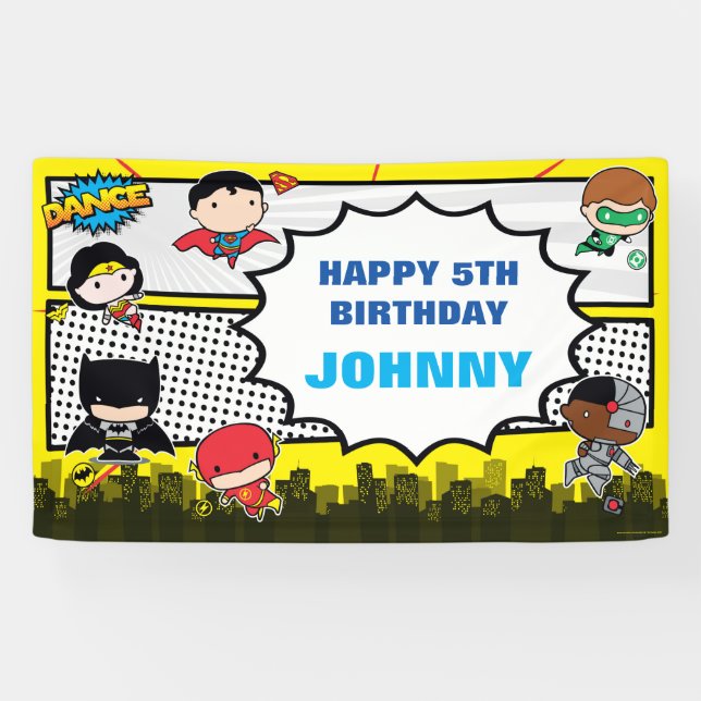 Banderoles Comics DC | Justice League - Anniversaire de Chibi (Horizontal)