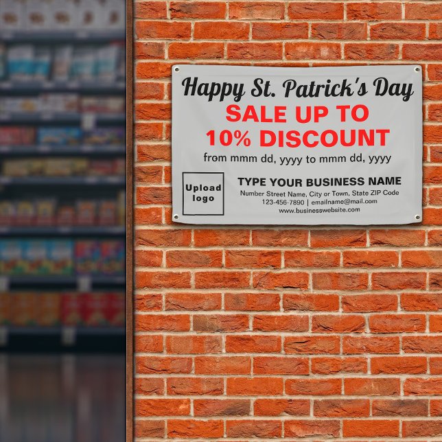 Banderoles Commerce Saint Patrick Vente sur Rectangle gris (Attract more customers. Business Saint Patrick sale on gray rectangle banner.)