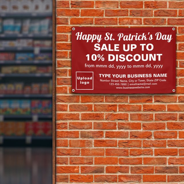 Banderoles Commerce Saint Patrick Vente sur Rectangle rouge (Attract more customers. Business Saint Patrick sale on red rectangle banner.)