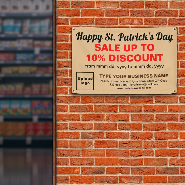 Banderoles Commerce St Patrick Vente sur rectangle Brown clai (Attract more customers. Business Saint Patrick sale on light brown rectangle banner.)