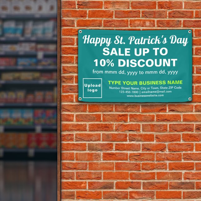 Banderoles Commerce St Patrick Vente sur un rectangle vert Tu (Attract more customers. Business Saint Patrick sale on teal green rectangle banner.)