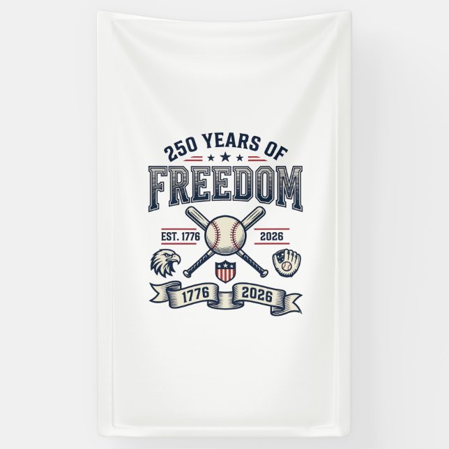 Banderoles Conception de baseball patriotique 250 ans de libe (Vertical)